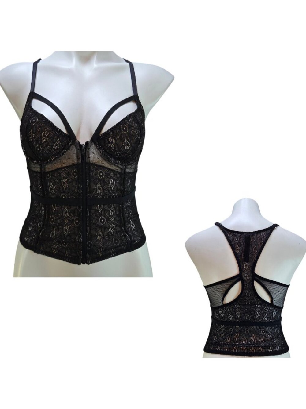 Victoria's Secret Corset Bustier Top 36C Black Very Sexy Lingerie